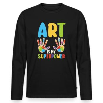 Art Is My Superpower - Men's Premium Organic Long Sleeve Shirt - black - Front - Nico (187cm)