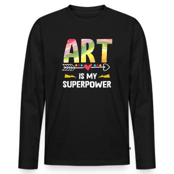 Art Is My Superpower - Men's Premium Organic Long Sleeve Shirt - black - Front - Nico (187cm)