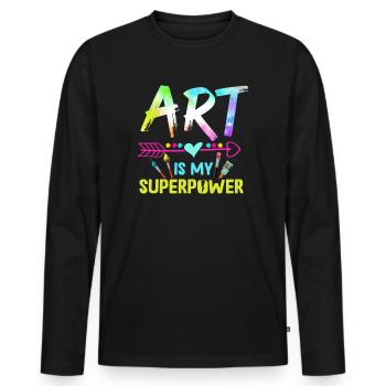Art Is My Superpower - Men's Premium Organic Long Sleeve Shirt - black - Front - Nico (187cm)