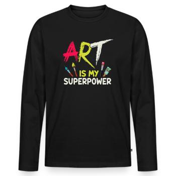 Art Is My Superpower - Men's Premium Organic Long Sleeve Shirt - black - Front - Nico (187cm)