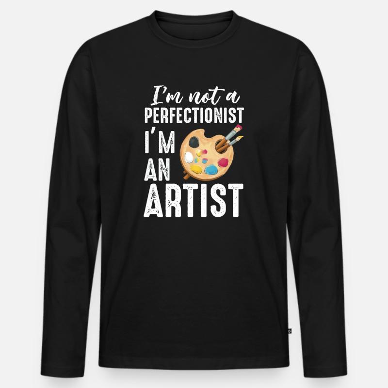 Ich bin kein Perfektionist, ich bin ein Künstler - Männer Premium Bio Langarmshirt - Schwarz