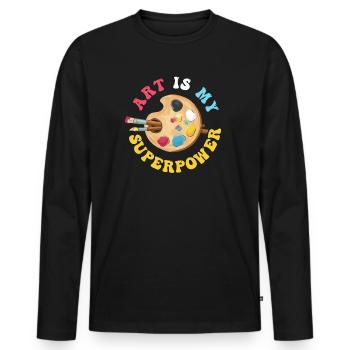 Art Is My Superpower - Men's Premium Organic Long Sleeve Shirt - black - Front - Nico (187cm)