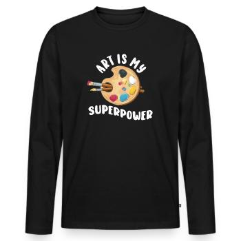 Art Is My Superpower - Men's Premium Organic Long Sleeve Shirt - black - Front - Nico (187cm)