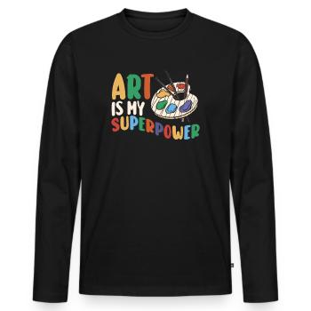 Art Is My Superpower - Men's Premium Organic Long Sleeve Shirt - black - Front - Nico (187cm)