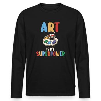 Art Is My Superpower - Men's Premium Organic Long Sleeve Shirt - black - Front - Nico (187cm)