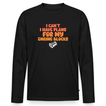 Ich kann keine Pläne für meine Motorblöcke haben - Männer Premium Bio Langarmshirt - Schwarz - Vorne - Nico (187cm)