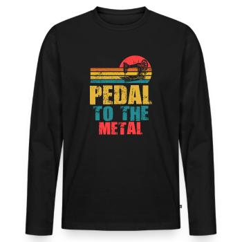 Pedal zur Metallnähmaschine - Männer Premium Bio Langarmshirt - Schwarz - Vorne - Nico (187cm)
