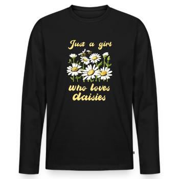 Just A Girl Who Loves Daisies - Men's Premium Organic Long Sleeve Shirt - black - Front - Nico (187cm)