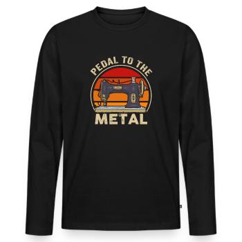 Pedal zur Metallnähmaschine - Männer Premium Bio Langarmshirt - Schwarz - Vorne - Nico (187cm)