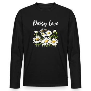 Daisy Love - T-shirt manches longues Premium bio Homme - noir - Devant - Nico (187cm)