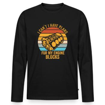 Ich kann keine Pläne für meine Motorblöcke haben - Männer Premium Bio Langarmshirt - Schwarz - Vorne - Nico (187cm)