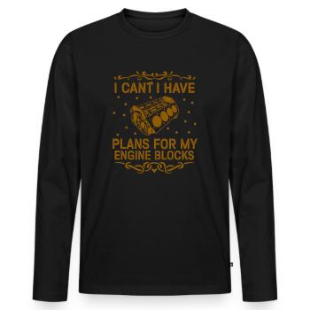 Ich kann keine Pläne für meine Motorblöcke haben - Männer Premium Bio Langarmshirt - Schwarz - Vorne - Nico (187cm)
