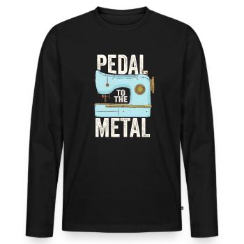 Pedal To The Metal Sewing Machine - Men's Premium Organic Long Sleeve Shirt - black - Front - Nico (187cm)