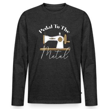 Pedal zur Metallnähmaschine - Männer Premium Bio Langarmshirt - Anthrazit meliert - Vorne - Nico (187cm)