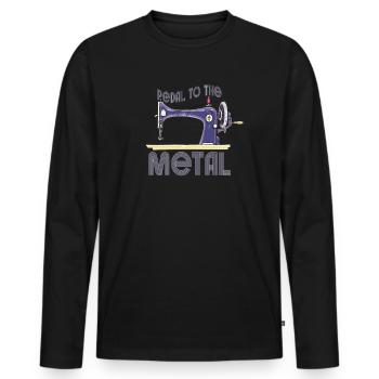 Pedal To The Metal Sewing Machine - Men's Premium Organic Long Sleeve Shirt - black - Front - Nico (187cm)