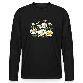 Marguerites Daisy Summer Daisies Flower Garden - Men's Premium Organic Long Sleeve Shirt - black - Front - Nico (187cm)