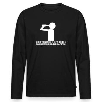 Sonnenbrand im Nacken | Bier, lustige Sprüche - Männer Premium Bio Langarmshirt - Schwarz - Vorne - Nico (187cm)