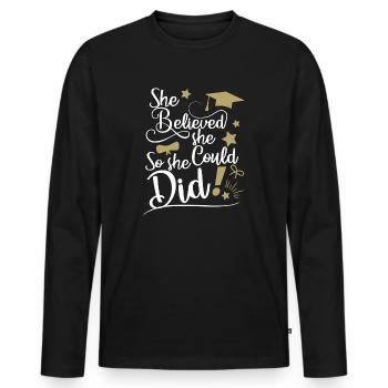 She Believed She Could So She Did Graduation Ladie - Men's Premium Organic Long Sleeve Shirt - black - Front - Nico (187cm)
