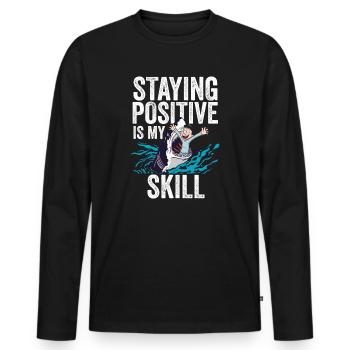 Rester positif est ma compétence - T-shirt manches longues Premium bio Homme - noir - Devant - Nico (187cm)