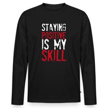 Positiv zu bleiben ist meine Kunst - Männer Premium Bio Langarmshirt - Schwarz - Vorne - Nico (187cm)