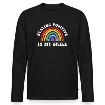 Rester positif est ma compétence - T-shirt manches longues Premium bio Homme - noir - Devant - Nico (187cm)