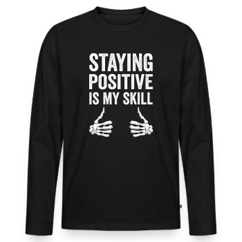 Rester positif est ma compétence - T-shirt manches longues Premium bio Homme - noir - Devant - Nico (187cm)