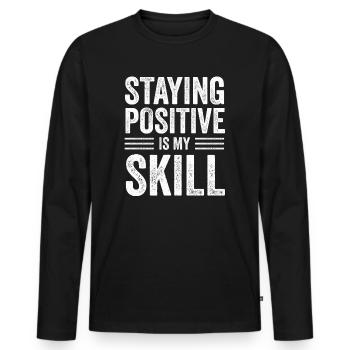 Positiv zu bleiben ist meine Kunst - Männer Premium Bio Langarmshirt - Schwarz - Vorne - Nico (187cm)