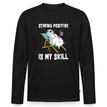 Positiv zu bleiben ist meine Kunst - Männer Premium Bio Langarmshirt - Schwarz - Vorne - Nico (187cm)
