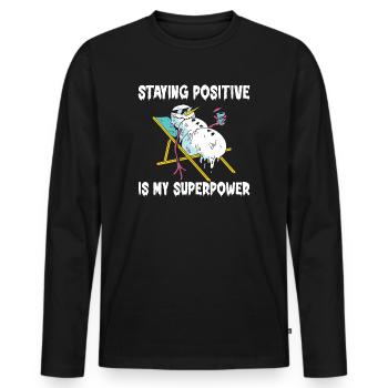 Staying Positive Is My Superpower - Men's Premium Organic Long Sleeve Shirt - black - Front - Nico (187cm)