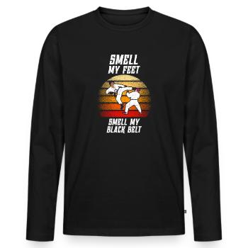 Smell My Feet Smell My Black Belt Karate - Men's Premium Organic Long Sleeve Shirt - black - Front - Nico (187cm)