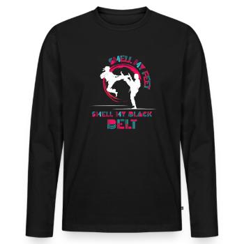 Smell My Feet Smell My Black Belt Karate - Men's Premium Organic Long Sleeve Shirt - black - Front - Nico (187cm)