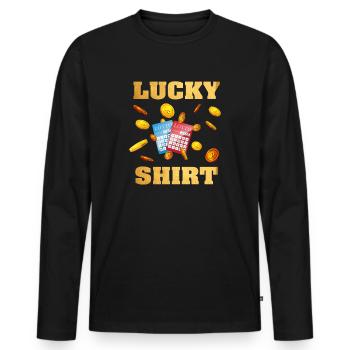 Loterie de bingo chanceux - T-shirt manches longues Premium bio Homme - noir - Devant - Nico (187cm)
