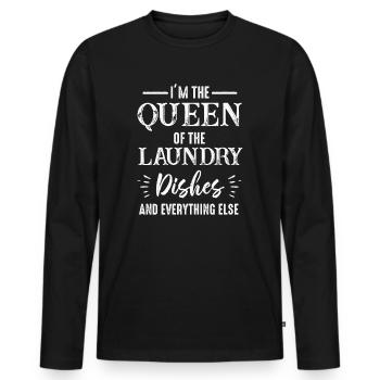 Reine de la lessive, de la vaisselle et de tout le reste - T-shirt manches longues Premium bio Homme - noir - Devant - Nico (187cm)