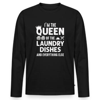 Reine de la lessive, de la vaisselle et de tout le reste - T-shirt manches longues Premium bio Homme - noir - Devant - Nico (187cm)