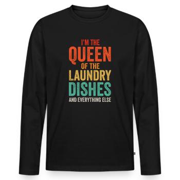 Reine de la lessive, de la vaisselle et de tout le reste - T-shirt manches longues Premium bio Homme - noir - Devant - Nico (187cm)