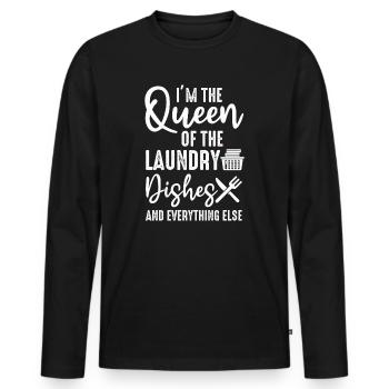 Reine de la lessive, de la vaisselle et de tout le reste - T-shirt manches longues Premium bio Homme - noir - Devant - Nico (187cm)