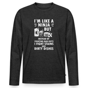 Like A Ninja Housewife - Men's Premium Organic Long Sleeve Shirt - heather anthracite - Front - Nico (187cm)
