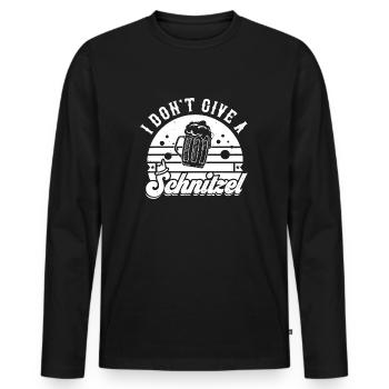 I Don't Give A Schnitzel Funny Lederhosen Gift - Men's Premium Organic Long Sleeve Shirt - black - Front - Nico (187cm)
