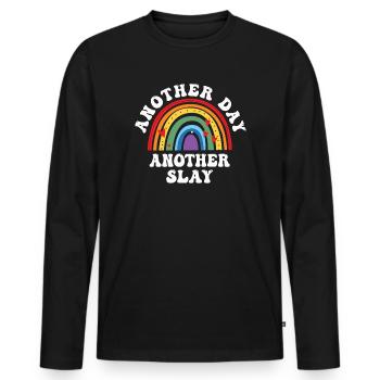 Ein anderer Tag, ein weiterer Slay, motivierend - Männer Premium Bio Langarmshirt - Schwarz - Vorne - Nico (187cm)