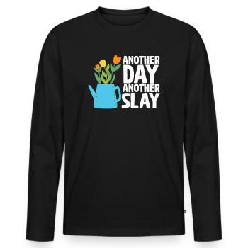 Another Day Another Slay Motivational - Men's Premium Organic Long Sleeve Shirt - black - Front - Nico (187cm)