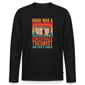 Noé était un théoricien du complot et il pleuvait - T-shirt manches longues Premium bio Homme - noir - Devant - Nico (187cm)