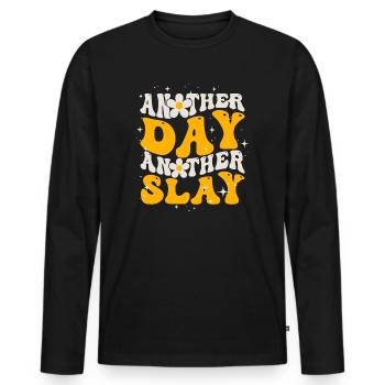 Ein anderer Tag, ein weiterer Slay, motivierend - Männer Premium Bio Langarmshirt - Schwarz - Vorne - Nico (187cm)