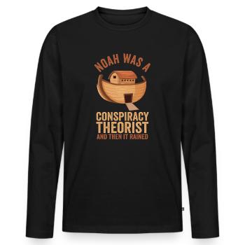 Noah war ein Verschwörungstheoretiker und es regnete - Männer Premium Bio Langarmshirt - Schwarz - Vorne - Nico (187cm)