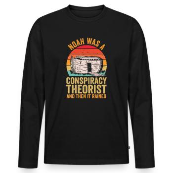 Noé était un théoricien du complot et il pleuvait - T-shirt manches longues Premium bio Homme - noir - Devant - Nico (187cm)