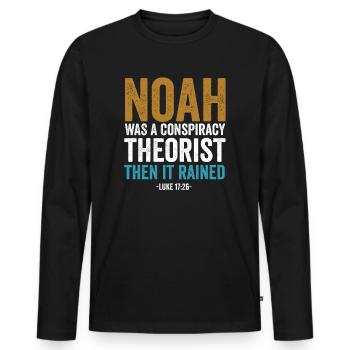 Noé était un théoricien du complot et il pleuvait - T-shirt manches longues Premium bio Homme - noir - Devant - Nico (187cm)