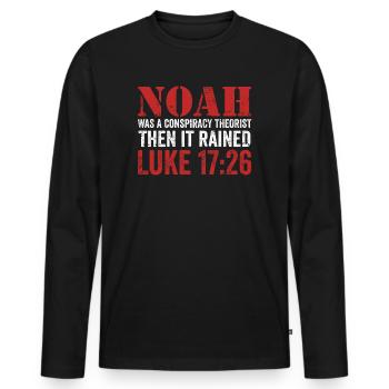 Noé était un théoricien du complot et il pleuvait - T-shirt manches longues Premium bio Homme - noir - Devant - Nico (187cm)