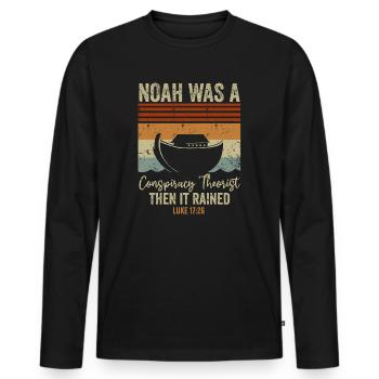 Noah war ein Verschwörungstheoretiker und es regnete - Männer Premium Bio Langarmshirt - Schwarz - Vorne - Nico (187cm)