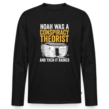 Noé était un théoricien du complot et il pleuvait - T-shirt manches longues Premium bio Homme - noir - Devant - Nico (187cm)