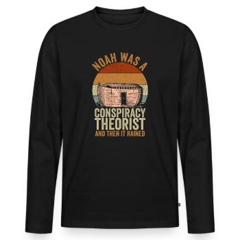 Noah war ein Verschwörungstheoretiker und es regnete - Männer Premium Bio Langarmshirt - Schwarz - Vorne - Nico (187cm)
