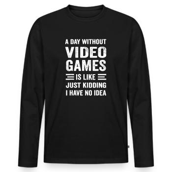 Une journée sans jeux vidéo drôle de joueur vidéo - T-shirt manches longues Premium bio Homme - noir - Devant - Nico (187cm)
